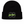 Black beanie with green logo on a white background