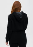 Black | Womens Fitted Crop Zip Hoodie