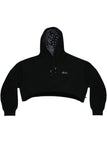 Black | Womens Fitted Crop Zip Hoodie