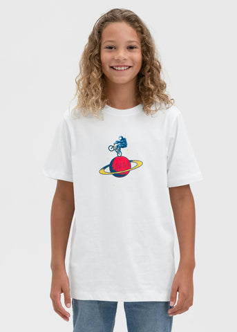 Astro Wheelie - White | Boys Graphic Tee