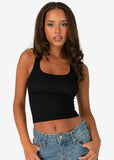 Black - Solid Black | Womens Ribbed Crop Tank
